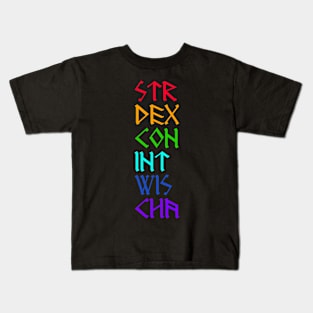 Tabletop RPG Ability Scores Kids T-Shirt